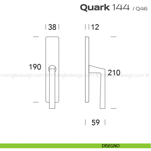 Maniglia per finestra cremonese 144 Quark Reguitti disegno