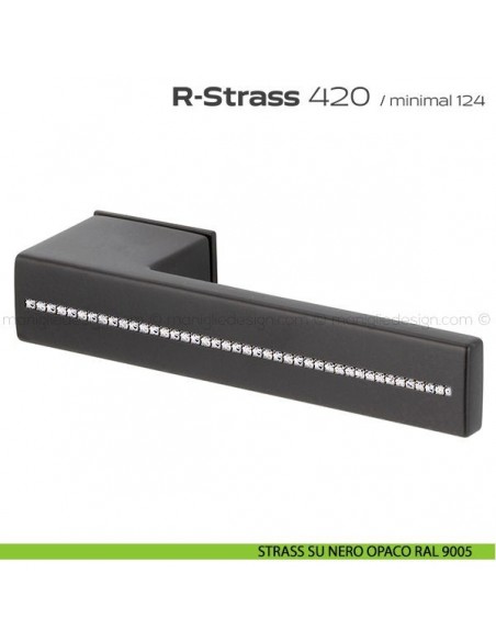 Maniglia con Swarovski per porta 420 R-Strass Minimal Reguitti strass su nero opaco RAL 9005