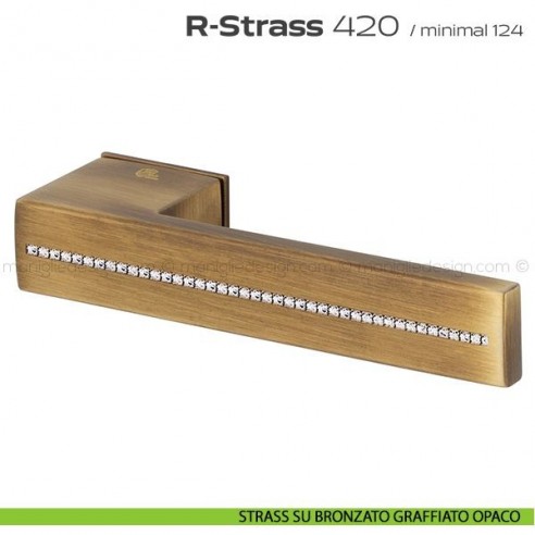 Maniglia con Swarovski per porta 420 R-Strass Minimal Reguitti strass su bronzato graffiato opaco