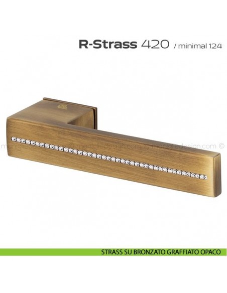 Maniglia con Swarovski per porta 420 R-Strass Minimal Reguitti strass su bronzato graffiato opaco
