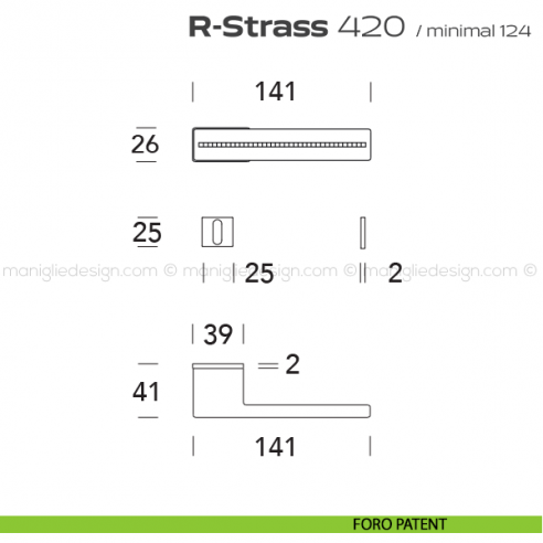 Maniglia con Swarovski per porta 420 R-Strass Minimal Reguitti foro patent
