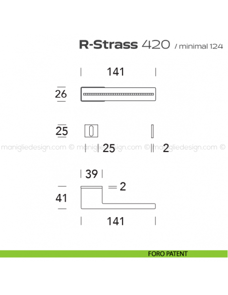 Maniglia con Swarovski per porta 420 R-Strass Minimal Reguitti foro patent