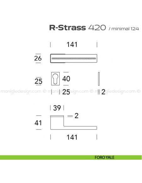 Maniglia con Swarovski per porta 420 R-Strass Minimal Reguitti foro yale
