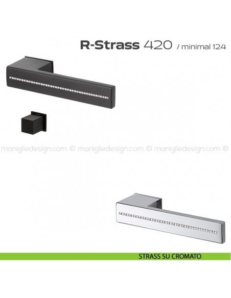 Maniglia Swarovski per porta con nottolino 420 R-Strass Minimal Reguitti strass su cromato