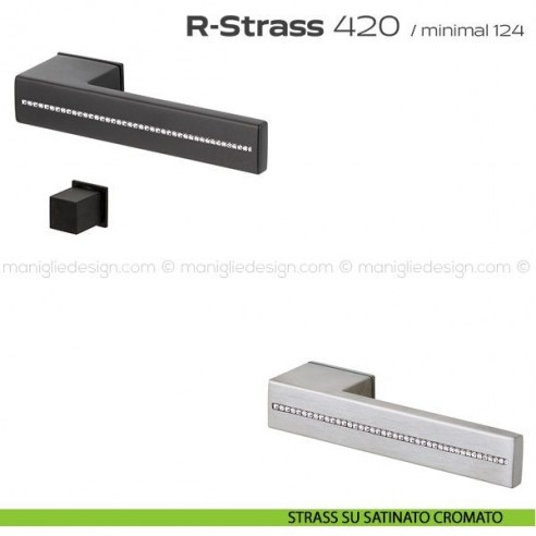 Maniglia Swarovski per porta con nottolino 420 R-Strass Minimal Reguitti strass su satinato cromato