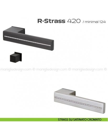 Maniglia Swarovski per porta con nottolino 420 R-Strass Minimal Reguitti strass su satinato cromato