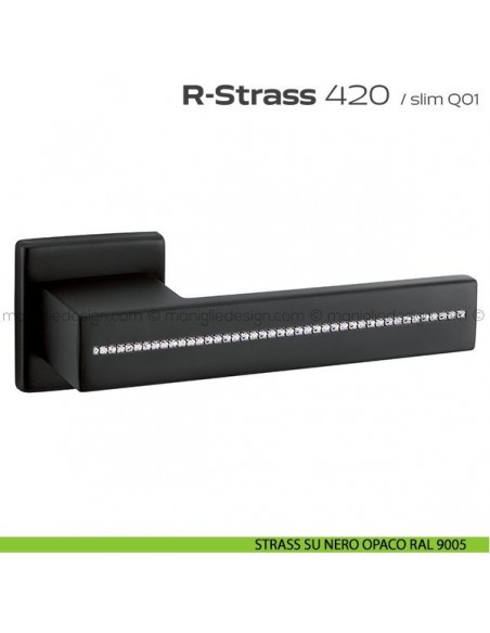 Maniglia con Swarovski per porta 420 R-Strass Reguitti strass su nero opaco RAL 9005