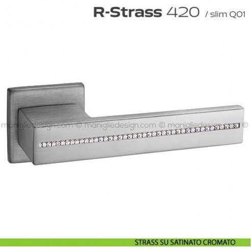 Maniglia con Swarovski per porta 420 R-Strass Reguitti strass su satinato cromato