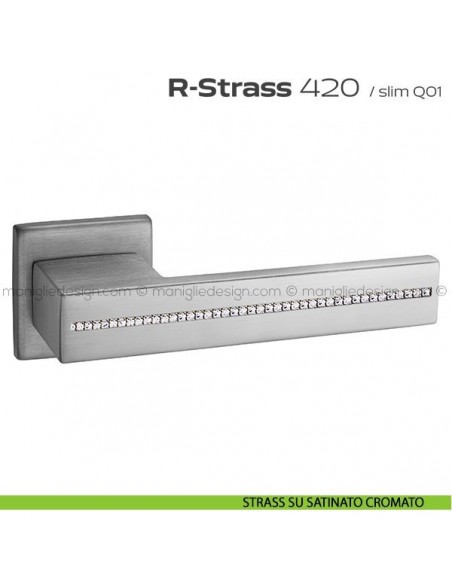 Maniglia con Swarovski per porta 420 R-Strass Reguitti strass su satinato cromato