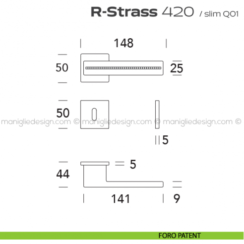 Maniglia con Swarovski per porta 420 R-Strass Reguitti foro patent