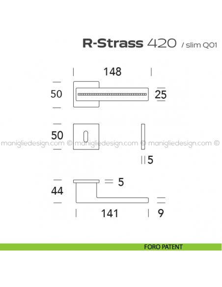 Maniglia con Swarovski per porta 420 R-Strass Reguitti foro patent
