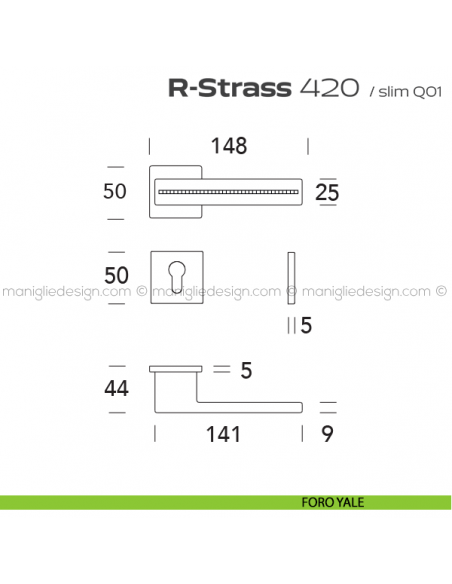 Maniglia con Swarovski per porta 420 R-Strass Reguitti foro yale