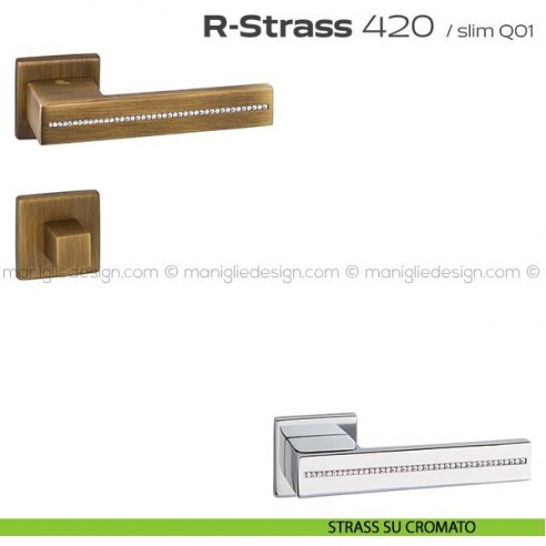 Maniglia con Swarovski per porta con nottolino 420 R-Strass Reguitti strass su cromato