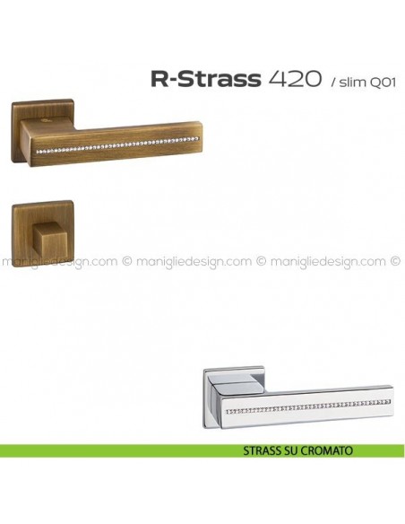 Maniglia con Swarovski per porta con nottolino 420 R-Strass Reguitti strass su cromato