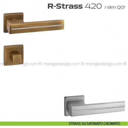 Maniglia con Swarovski per porta con nottolino 420 R-Strass Reguitti strass su satinato cromato