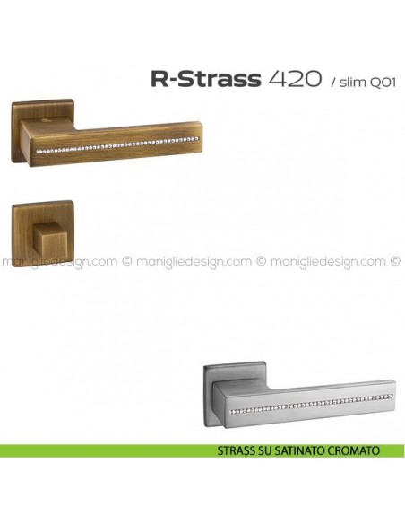 Maniglia con Swarovski per porta con nottolino 420 R-Strass Reguitti strass su satinato cromato