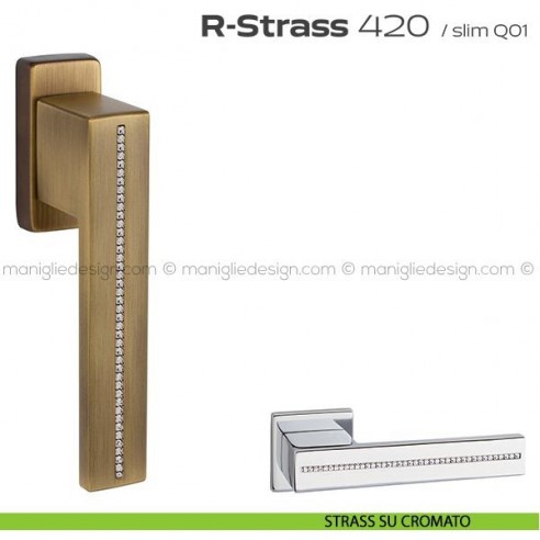 Maniglia con Swarovski per finestra martellina 420 R-Strass Reguitti strass su cromato