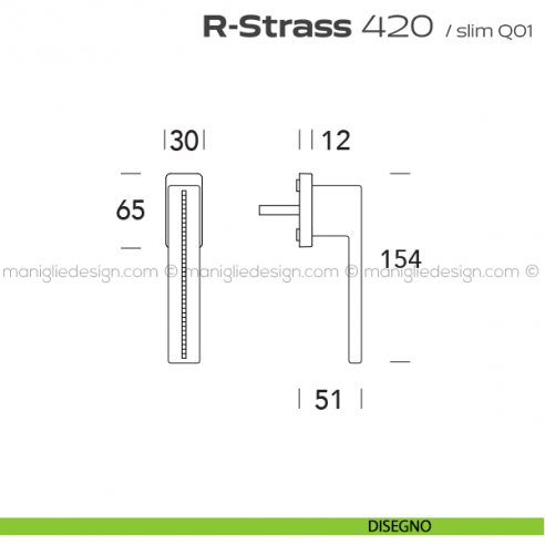 Maniglia con Swarovski per finestra martellina 420 R-Strass Reguitti disegno
