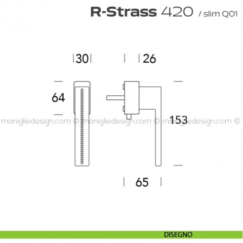 Maniglia con Swarovski per finestra DK con pulsante su placca 420 R-Strass Reguitti disegno
