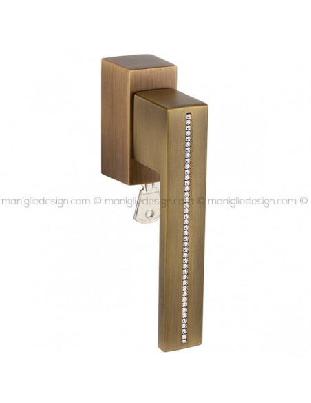 Maniglia con Swarovski per finestra martellina DK con chiave 420 R-Strass Reguitti