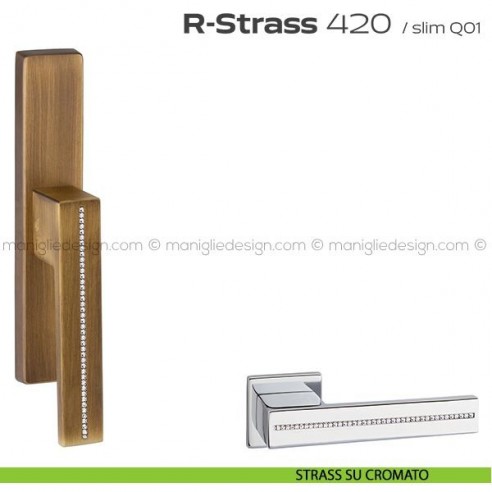 Maniglia con Swarovski per finestra cremonese 420 R-Strass Reguitti strass su cromato