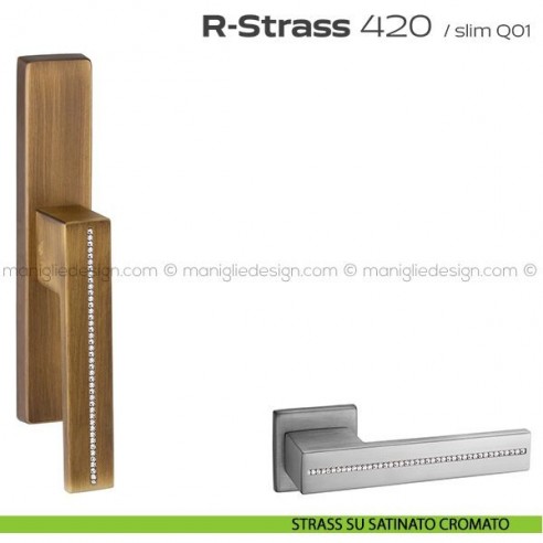 Maniglia con Swarovski per finestra cremonese 420 R-Strass Reguitti strass su satinato cromato