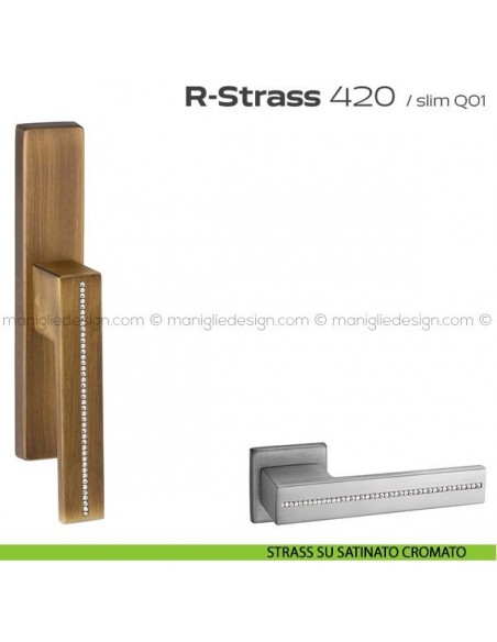 Maniglia con Swarovski per finestra cremonese 420 R-Strass Reguitti strass su satinato cromato