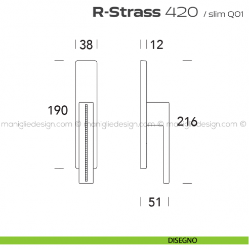 Maniglia con Swarovski per finestra cremonese 420 R-Strass Reguitti disegno