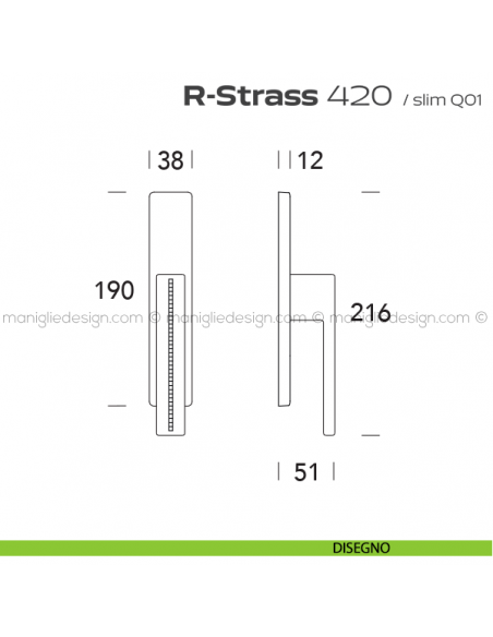 Maniglia con Swarovski per finestra cremonese 420 R-Strass Reguitti disegno