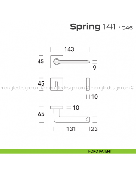 Maniglia per porta 141 Spring Q. Reguitti foro patent