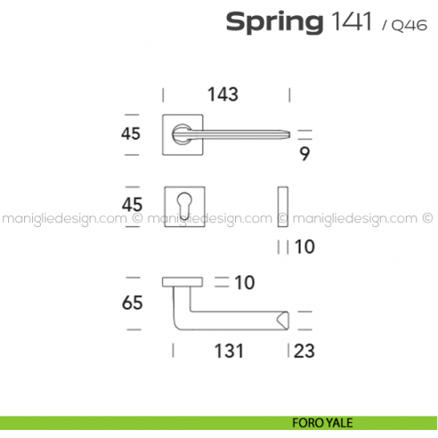 Maniglia per porta 141 Spring Q. Reguitti foro yale