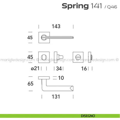 Maniglia per porta con nottolino 141 Spring Q. Reguitti disegno