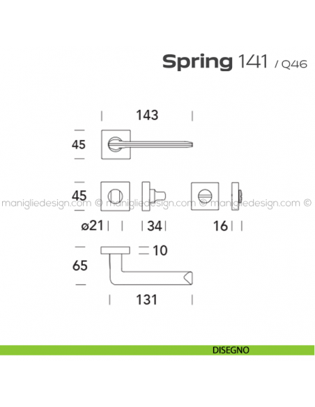 Maniglia per porta con nottolino 141 Spring Q. Reguitti disegno