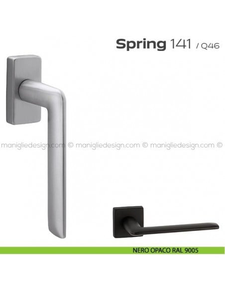 Maniglia per finestra martellina 141 Spring Q. Reguitti nero opaco RAL 9005