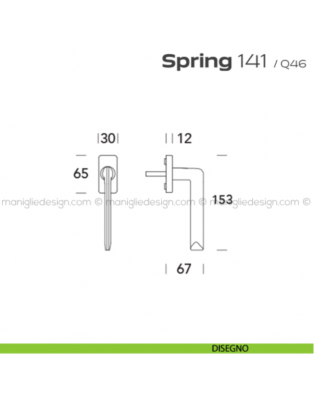 Maniglia per finestra martellina 141 Spring Q. Reguitti disegno