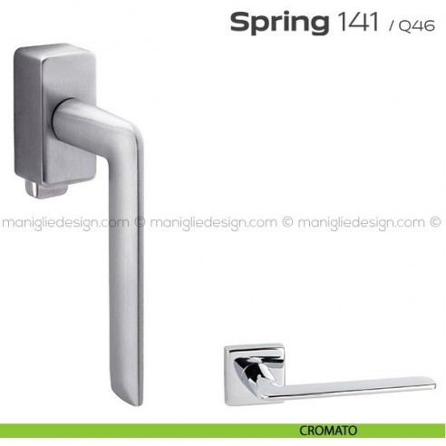 Maniglia per finestra DK con pulsante su placca 141 Spring Q. Reguitti cromato