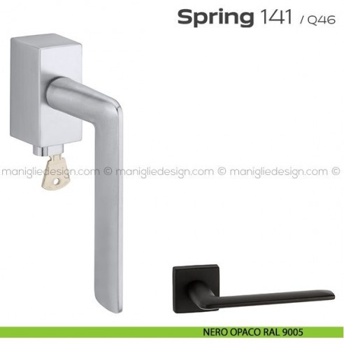 Maniglia per finestra martellina DK con chiave 141 Spring Q. Reguitti nero opaco RAL 9005