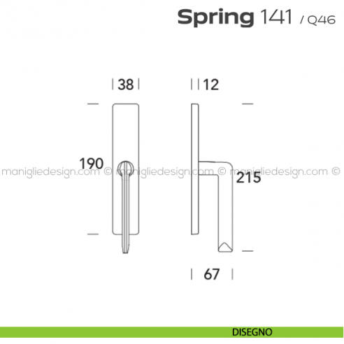 Maniglia per finestra cremonese 141 Spring Q, Reguitti disegno