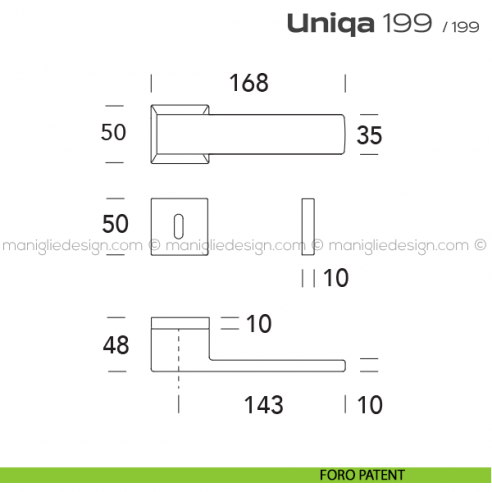 Maniglia per porta 199 Uniqa Reguitti foro patent