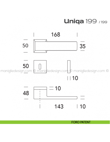 Maniglia per porta 199 Uniqa Reguitti foro patent