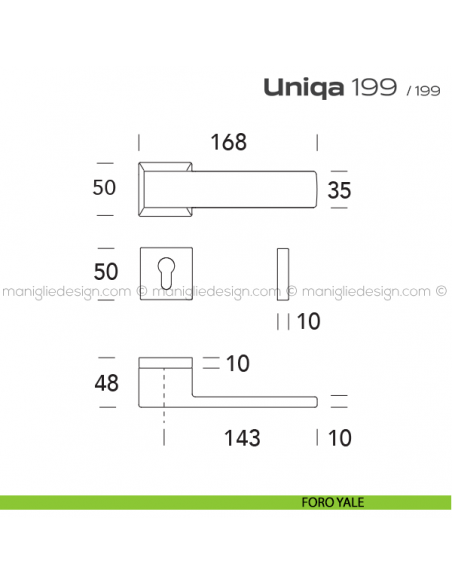 Maniglia per porta 199 Uniqa Reguitti foro yale