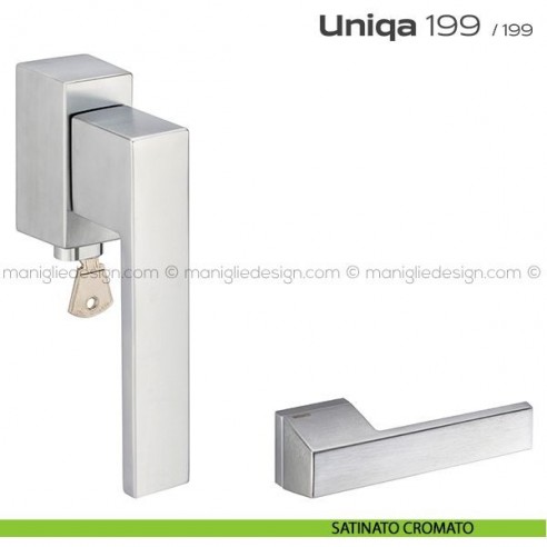 Maniglia per finestra martellina DK con chiave 199 Uniqa Reguitti satinato cromato