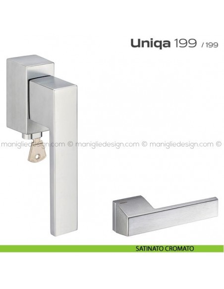 Maniglia per finestra martellina DK con chiave 199 Uniqa Reguitti satinato cromato