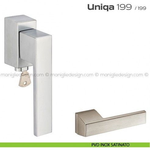 Maniglia per finestra martellina DK con chiave 199 Uniqa Reguitti PVD inox satinato