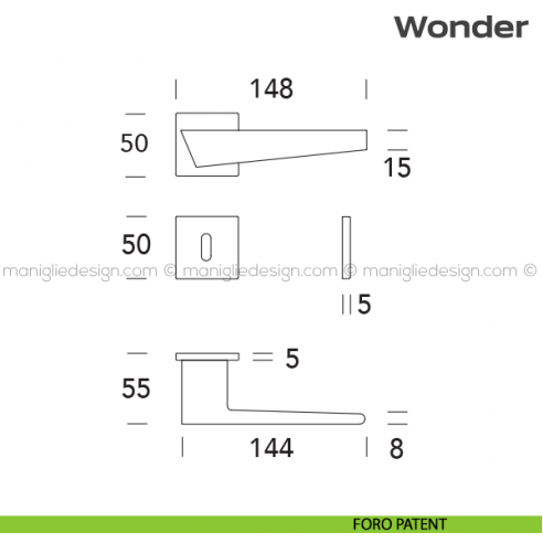 Maniglia per porta 113 Wonder Reguitti foro patent
