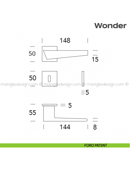 Maniglia per porta 113 Wonder Reguitti foro patent