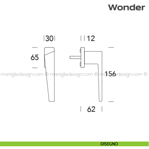Maniglia per finestra martellina 113 Wonder Reguitti disegno