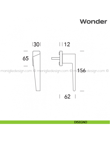 Maniglia per finestra martellina 113 Wonder Reguitti disegno