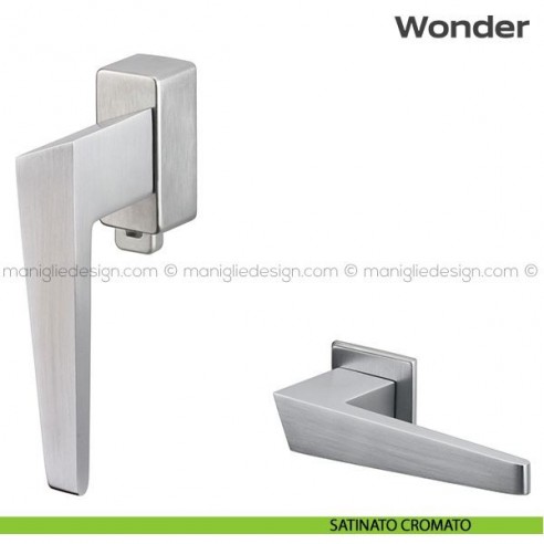 Maniglia per finestra DK con pulsante su placca 113 Wonder Reguitti satinato cromato