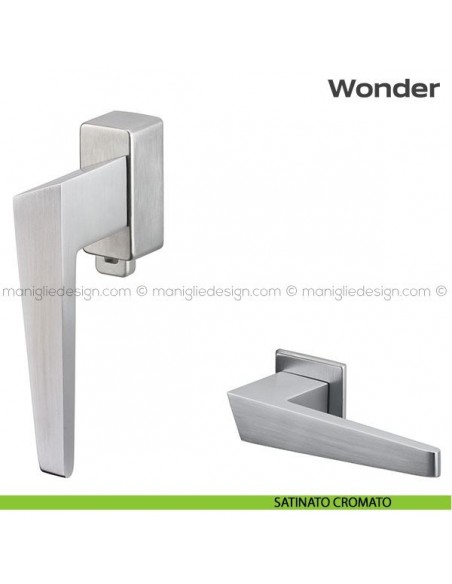 Maniglia per finestra DK con pulsante su placca 113 Wonder Reguitti satinato cromato
